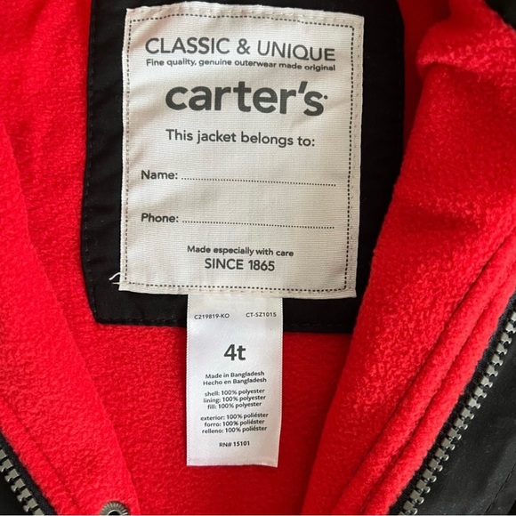CARTER'S Black and Gray Brushed Poly Micro Fleece-Lined Jacket - Picture 6 of 8